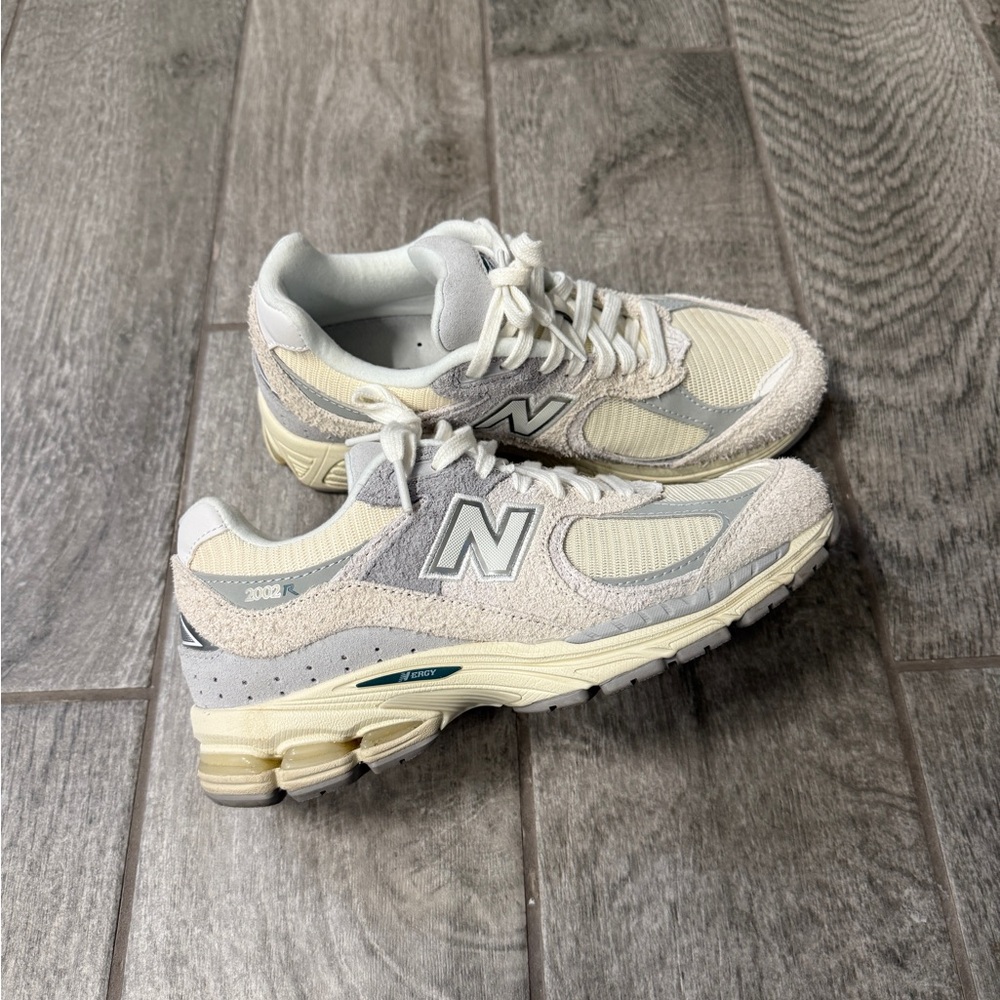 New Balance Beige and Light Gray 2002R Running Shoes